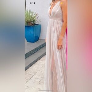 Elegant Cream Evening Gown